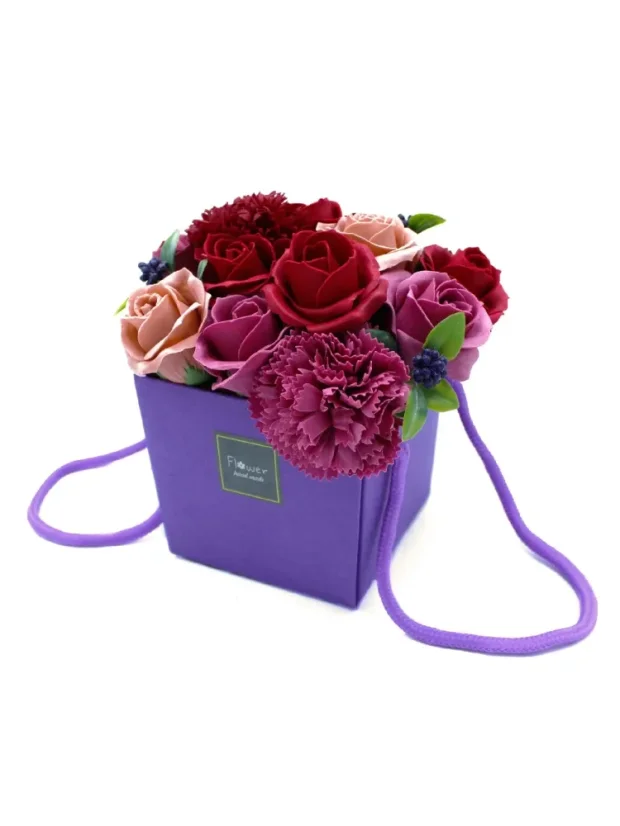 Mydlová kytica v darčekovom balení, fialová záhrada