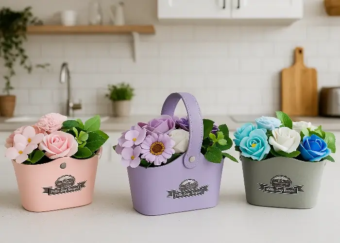 Mydlové kytice v darčekovom boxe