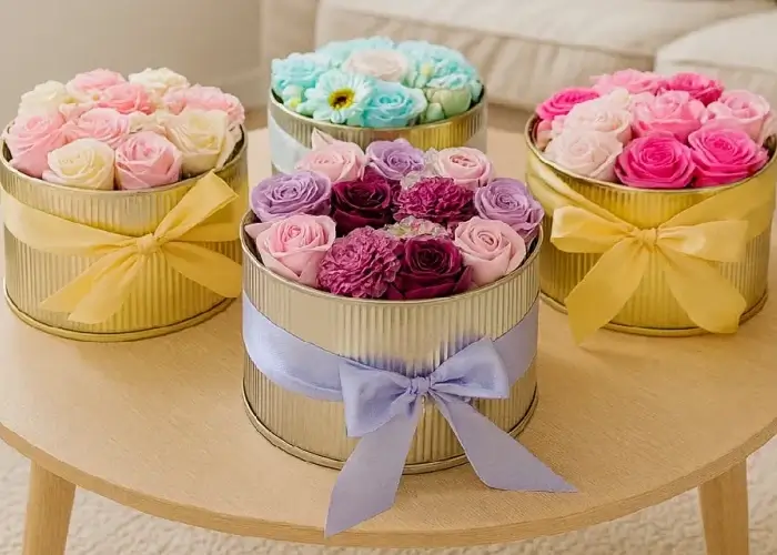 Mydlové kytice v darčekovom boxe Aura Decor, zostava