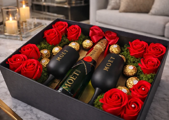 Darčeková sada Meot so sklenenými pohármi, ruže