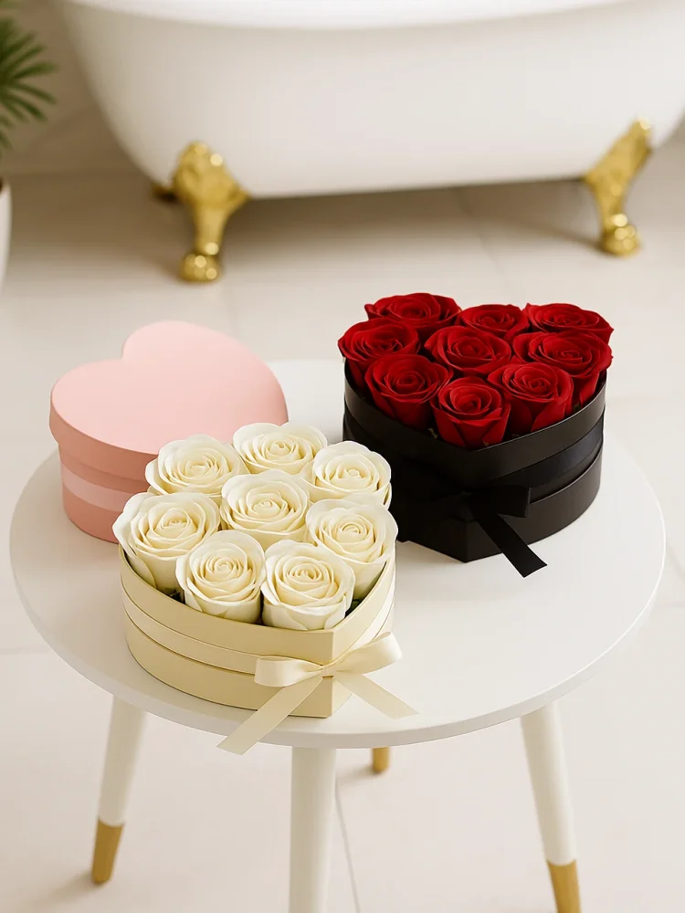 Mydlové kytice v boxe