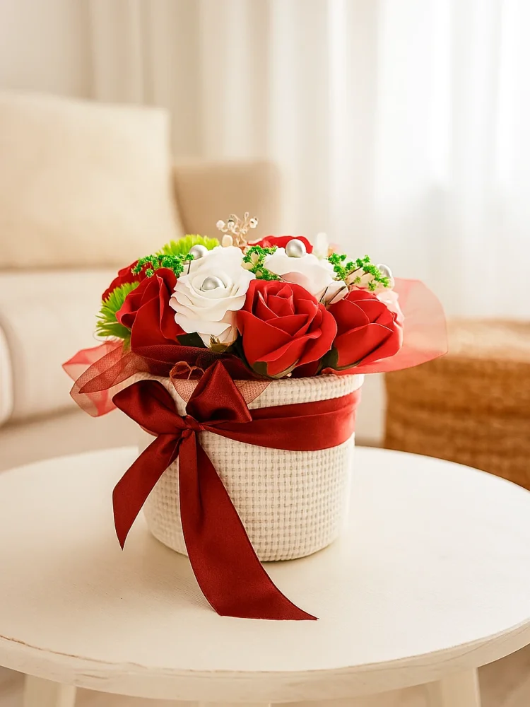 Mydlové kvety v košíku