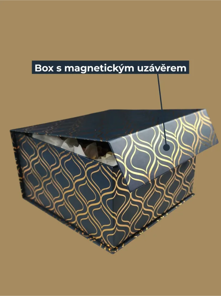 Dárkový box Louis Vuitton, skleněná váza, mýdlové zlaté růže, čokoládové pralinky