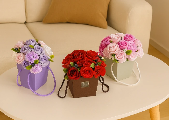 Mydlové kytice v darčekovom boxe, farby